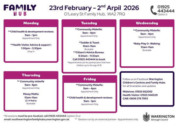 Image of timetable with text contained in this listing