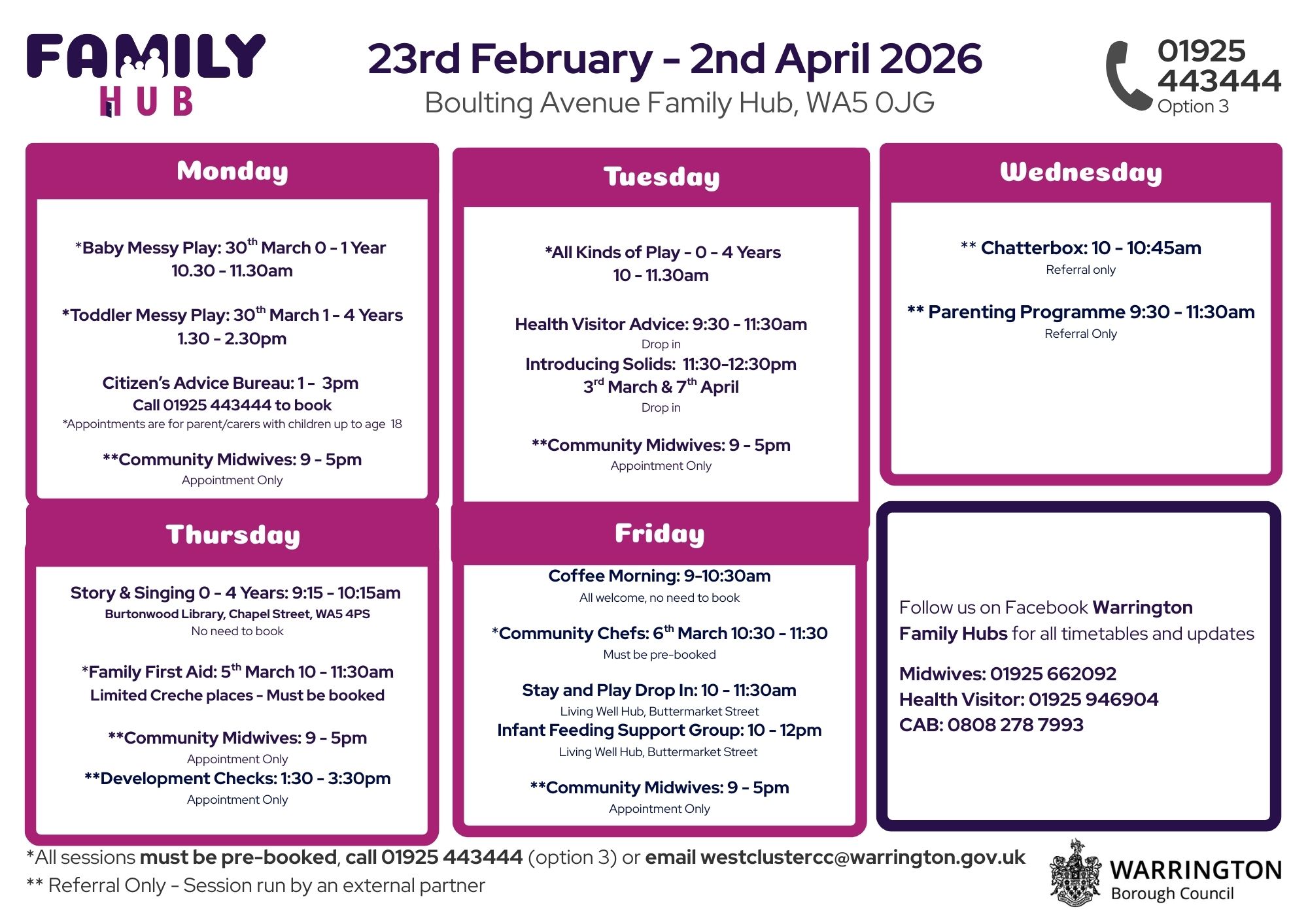 Timetable image - all text from this image is reproduced in accessible format in the listing. 